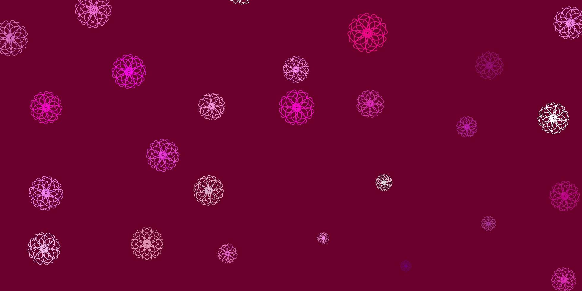 ljusrosa vektor doodle textur med blommor