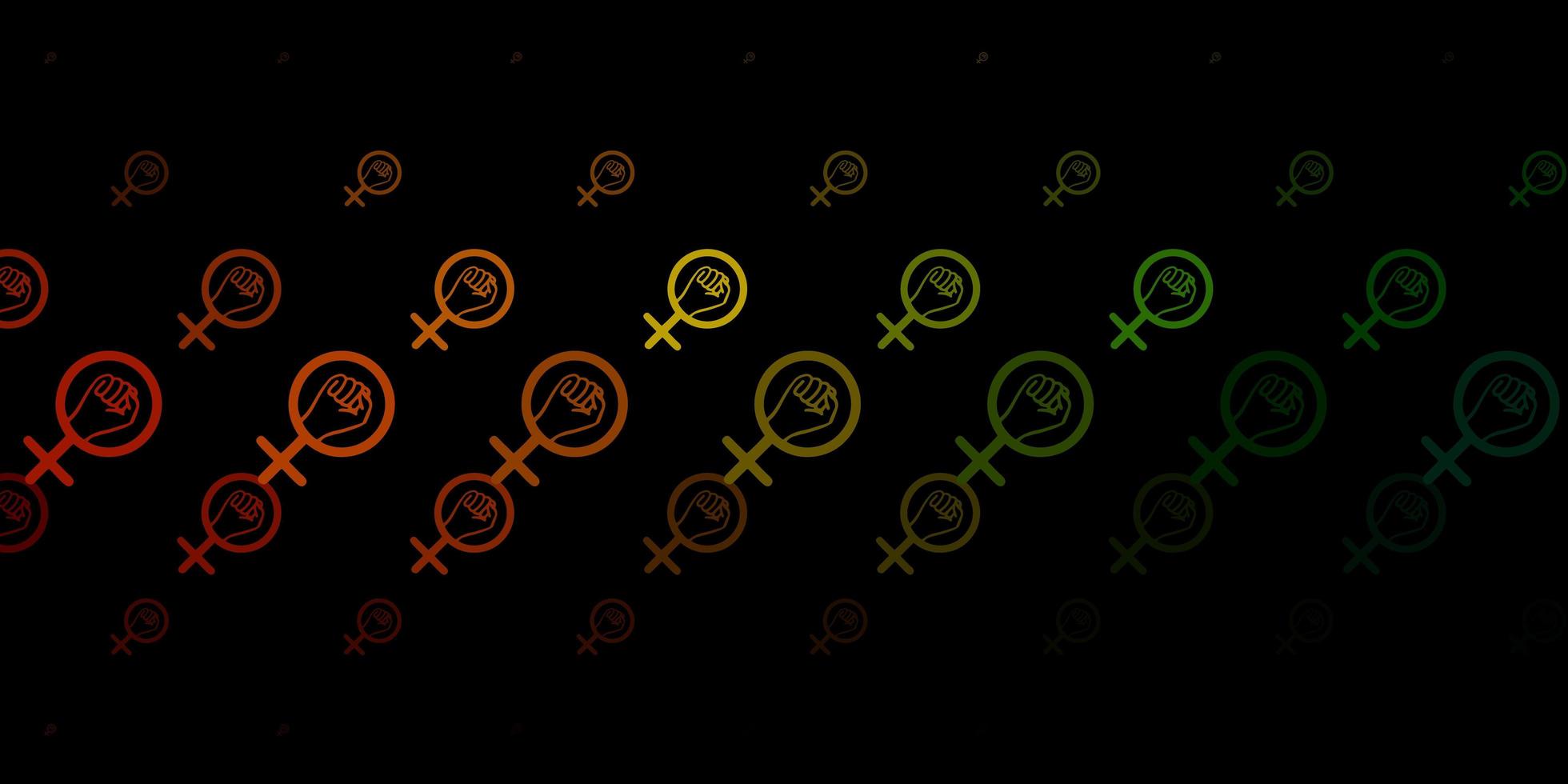 mörkgrön gul vektorbakgrund med kvinnasymboler vektor