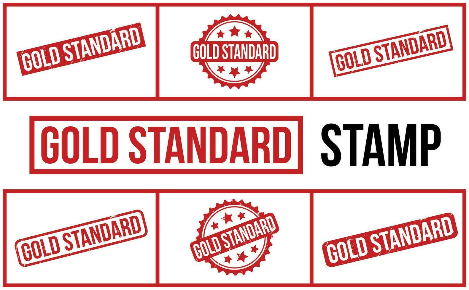 rot Gold Standard Gummi Briefmarke einstellen Vektor