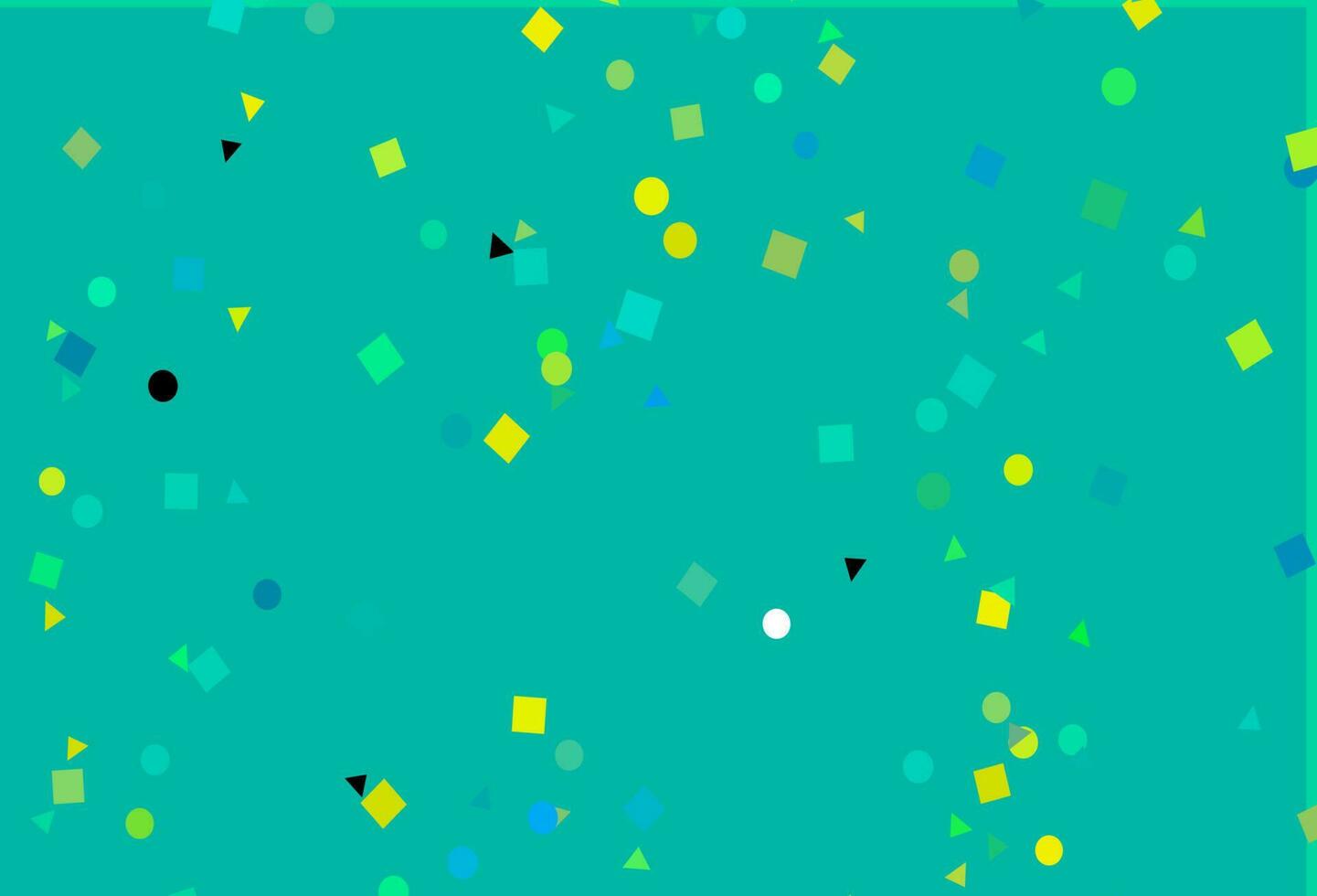 hellblaue, gelbe Vektorvorlage mit Kristallen, Kreisen, Quadraten. vektor