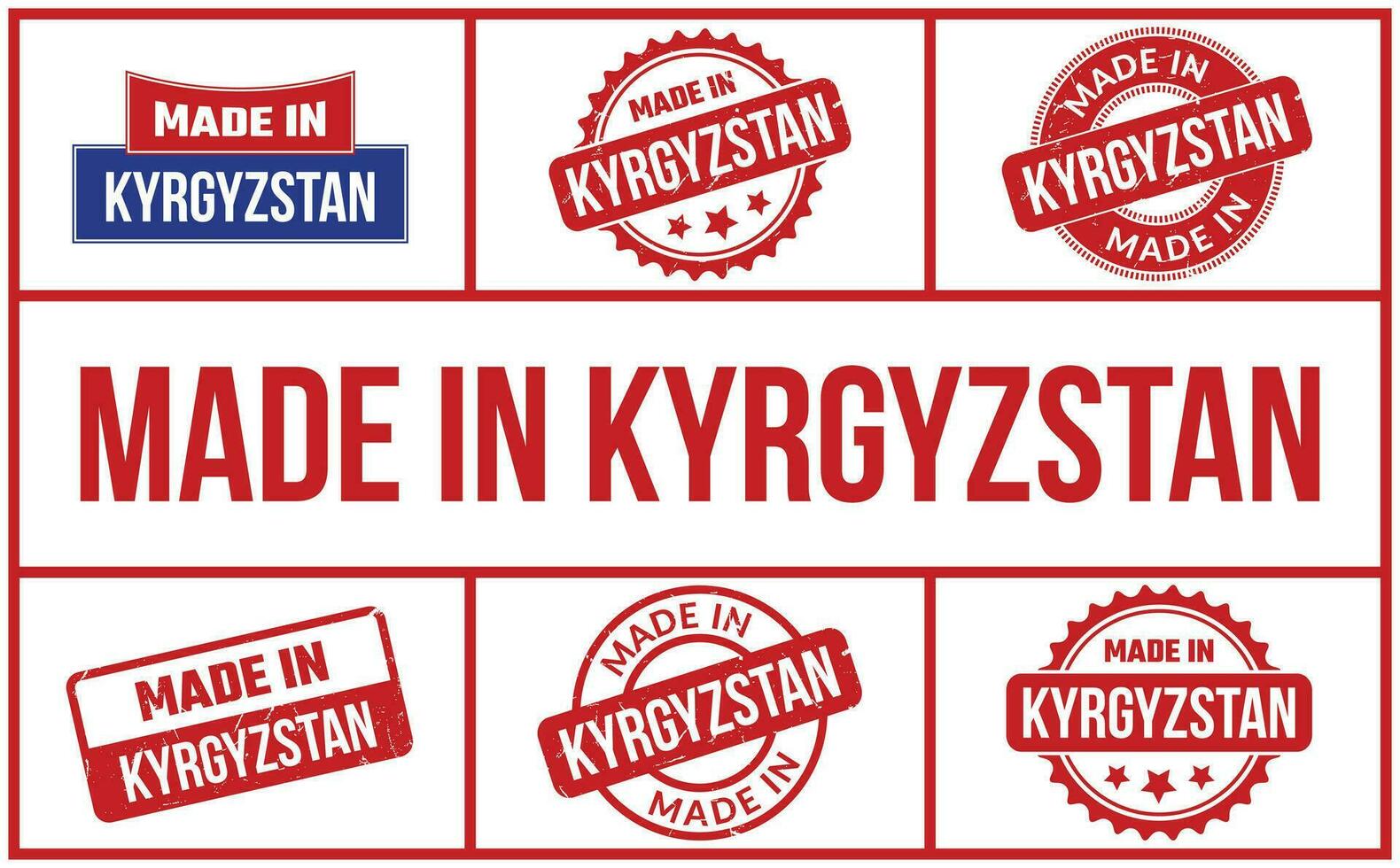 gemacht im Kirgisistan Gummi Briefmarke einstellen vektor