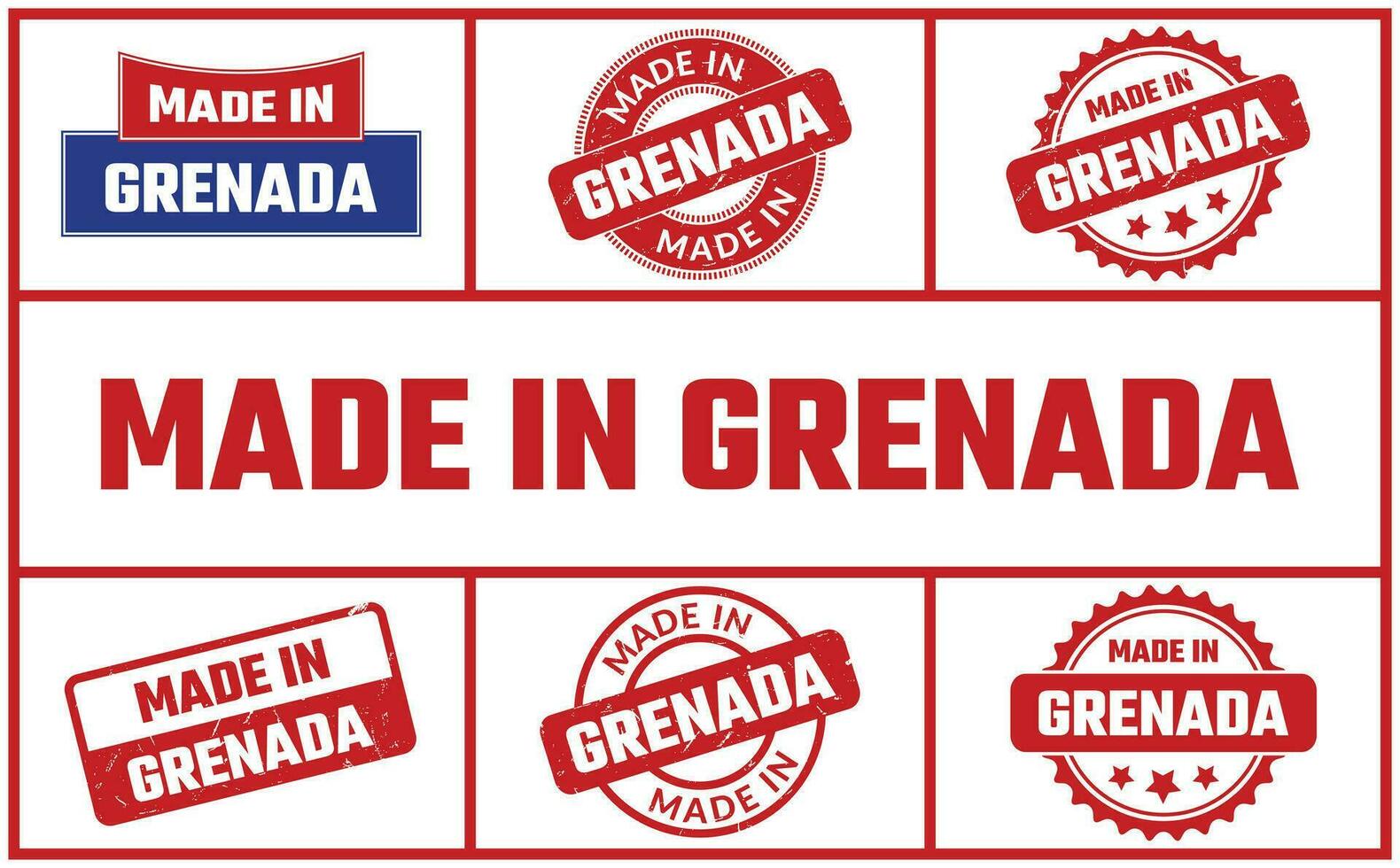 gemacht im Grenada Gummi Briefmarke einstellen vektor