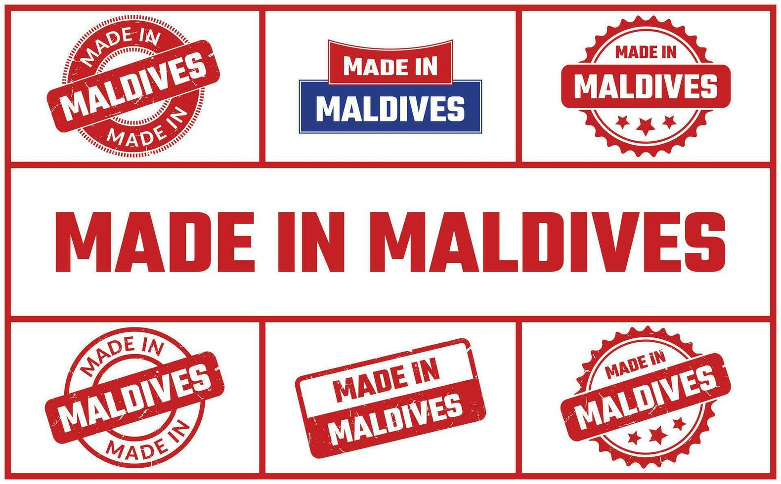 gemacht im Malediven Gummi Briefmarke einstellen vektor