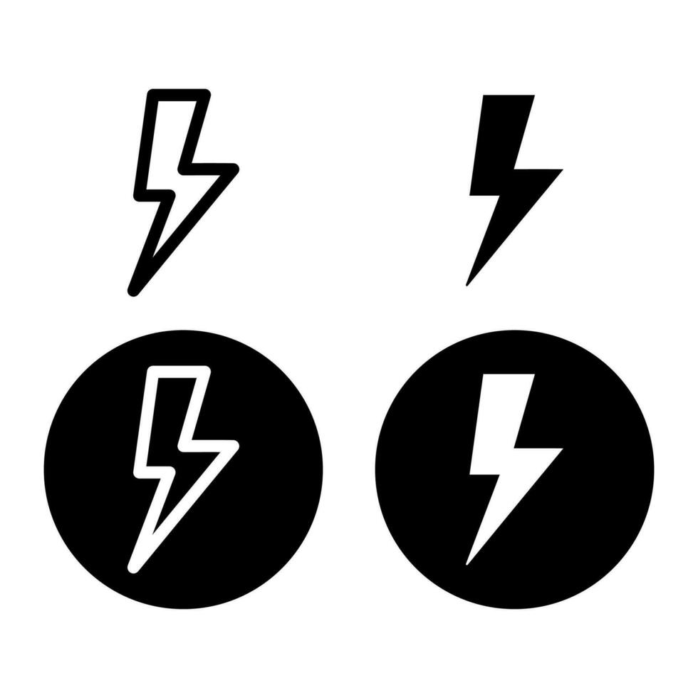 Blitz, elektrisch Leistung Symbol, Zuhause Bildschirm Design Vorlage mit schwarz füllen und schwarz Umriss. vektor