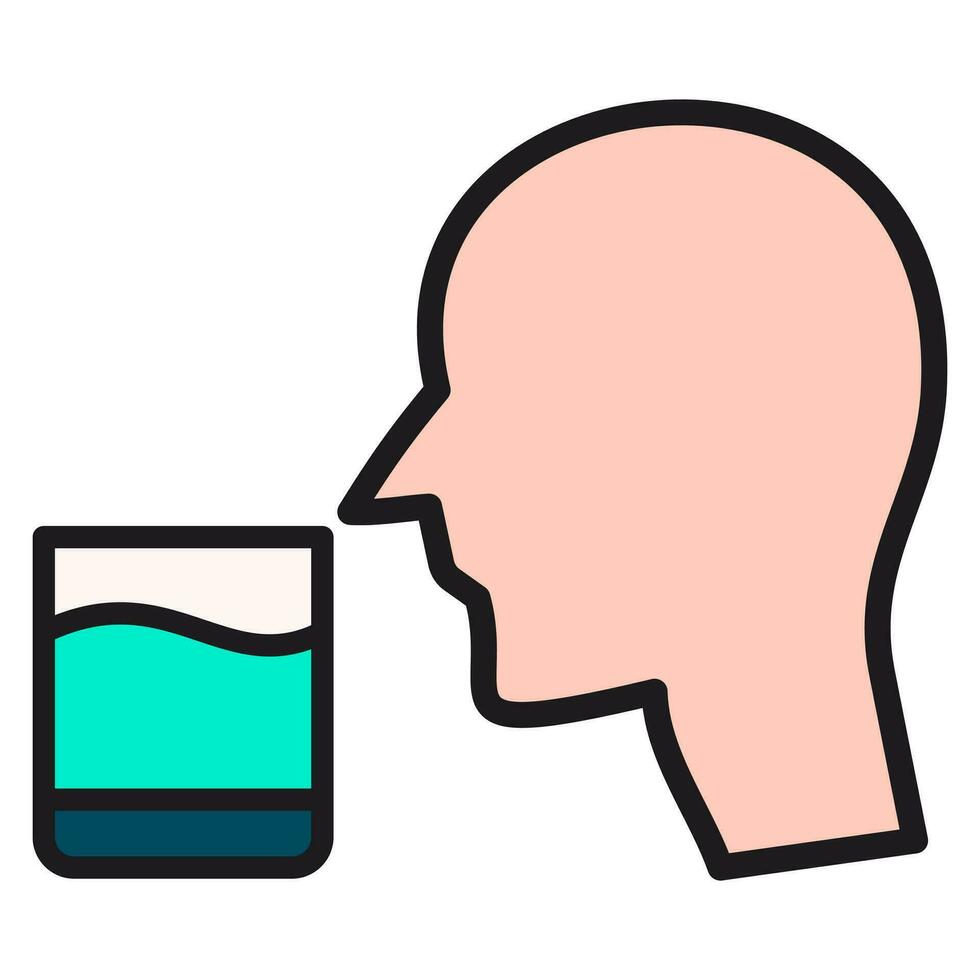 trinken Wasser Erinnerung Symbol, durstig Mann, trinken Glas oder Wasser, eben Farbe Netz Symbol mit modisch schwarz Gliederung vektor