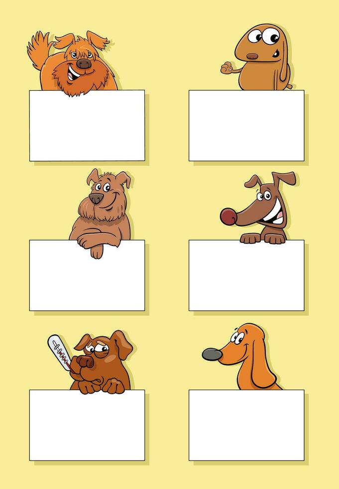 tecknad serie hundar och valpar med kort design uppsättning vektor