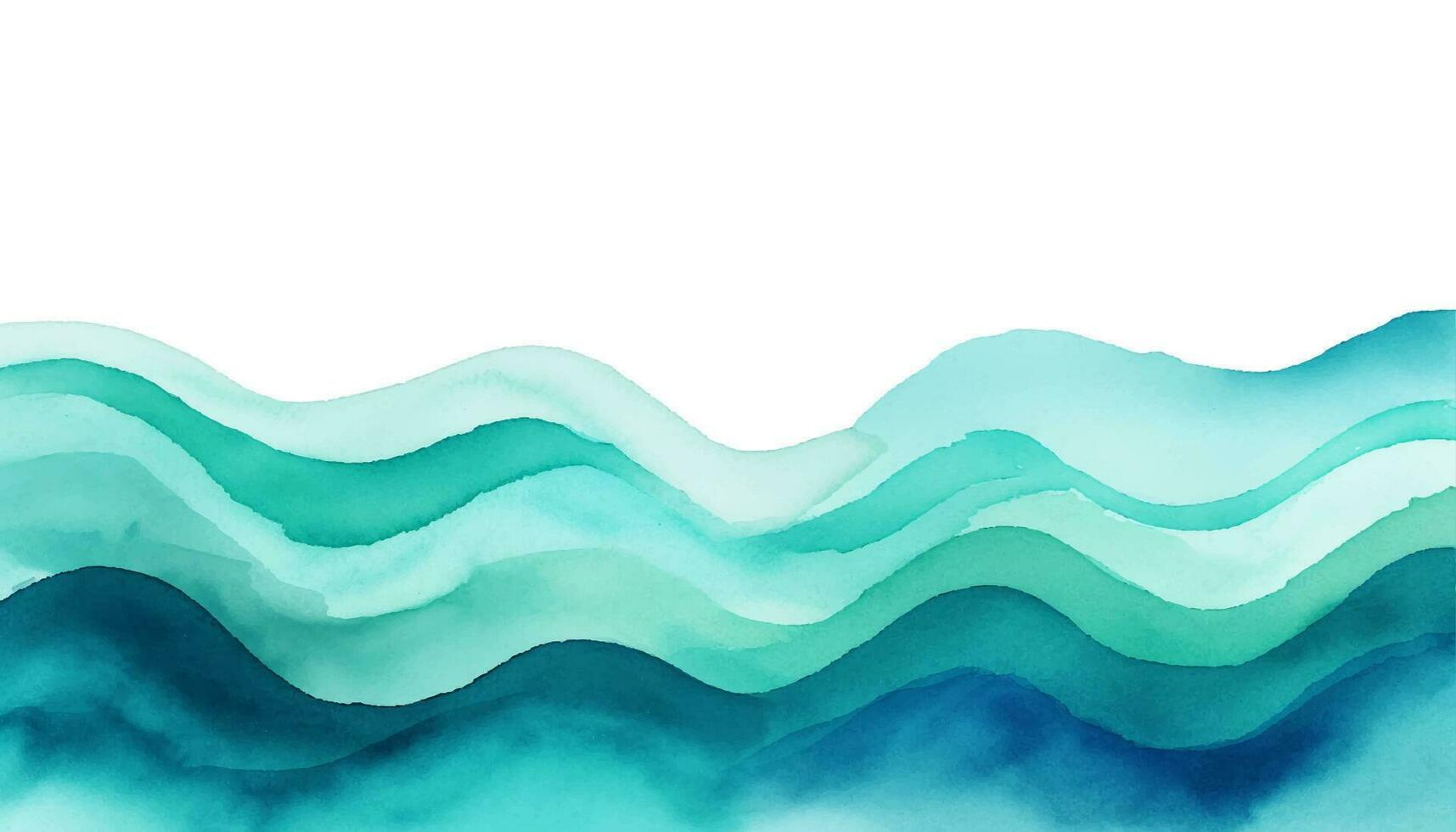 abstrakt Welle Hintergrund. Vektor Illustration. können Sein benutzt zum Werbung, Präsentation. Aquarell Hintergrund. Türkis, blaugrün, Grün Blau farbig Wellen.