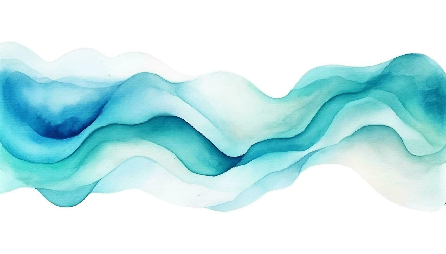 abstrakt Welle Hintergrund. Vektor Illustration. können Sein benutzt zum Werbung, Präsentation. Aquarell Hintergrund. Türkis, blaugrün, Grün Blau farbig Wellen.