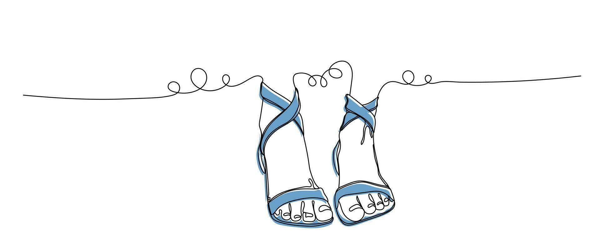 kontinuierlich zeichnen einer Linie Frauen Sandalen. Dame eben Schuhe Gliederung Zeichnung. Mode Schuh Design. elegant Damen Schuh mit farbig eben Hintergrund. Vektor Illustration mit Single Linie Zeichnung