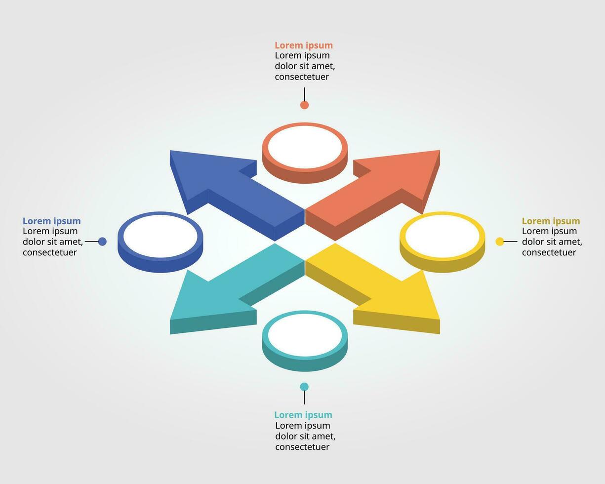 Pfeildiagrammvorlage für Infografik zur Präsentation für 4 Elemente vektor