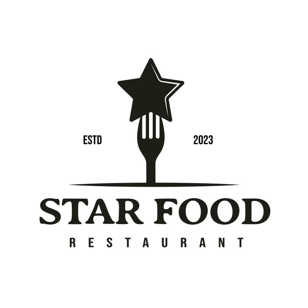 de årgång retro design inspiration av en gaffel och stjärna ikon kan vara Begagnade som en mat logotyp för en restaurang vektor