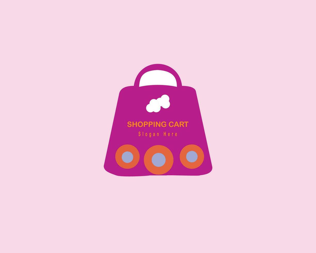 Einkaufen Tasche Logo im Supermarkt, mit Einkaufen Wagen Illustration Vektor Design