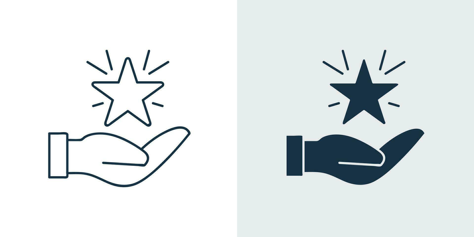 Hand mit Star Loyalität Programm Symbol, Belohnung Symbol, Bonus Punkte, Rabatt Stern, Vektor Lager Illustration