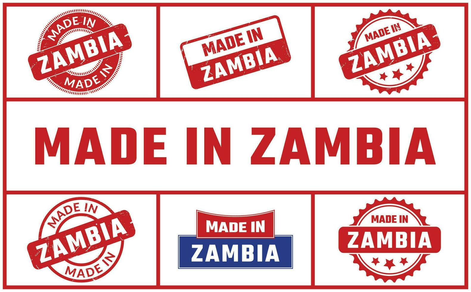 gemacht im Sambia Gummi Briefmarke einstellen vektor