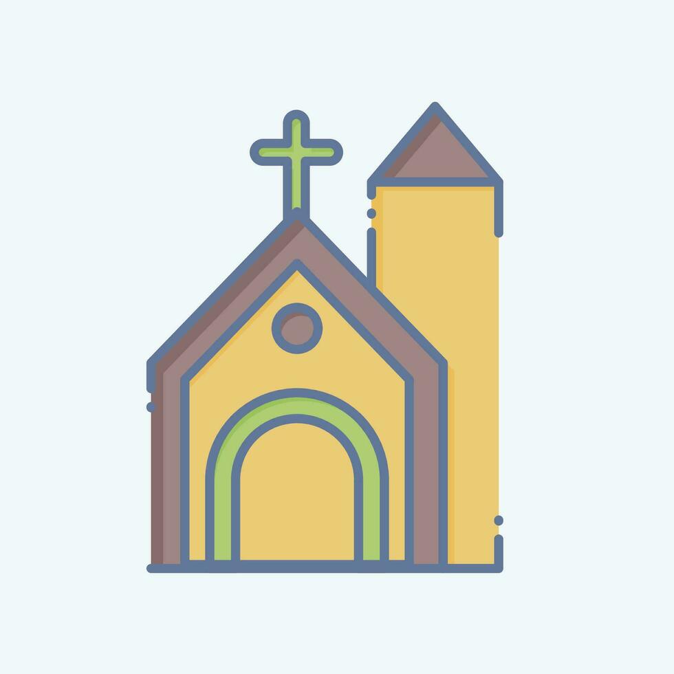 ikon kyrka. relaterad till celtic symbol. klotter stil. enkel design redigerbar. enkel illustration vektor