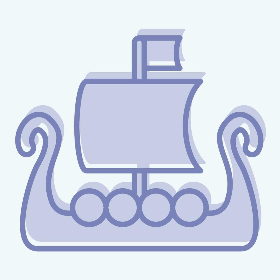 ikon båt. relaterad till celtic symbol. två tona stil. enkel design redigerbar. enkel illustration vektor