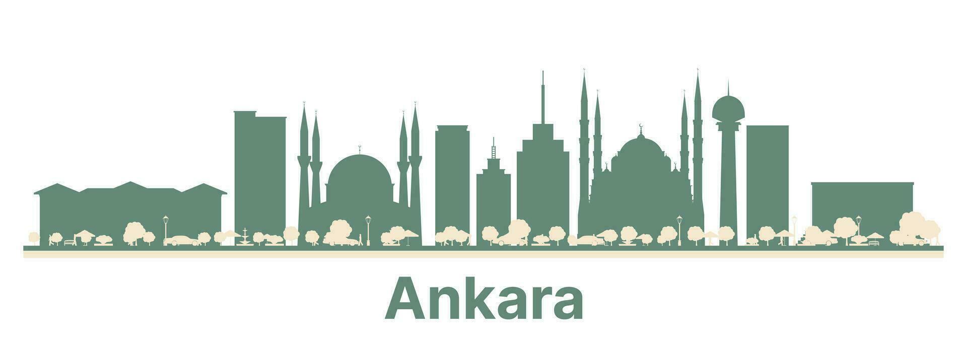 abstrakt Ankara Truthahn Stadt Horizont mit Farbe Gebäude. vektor
