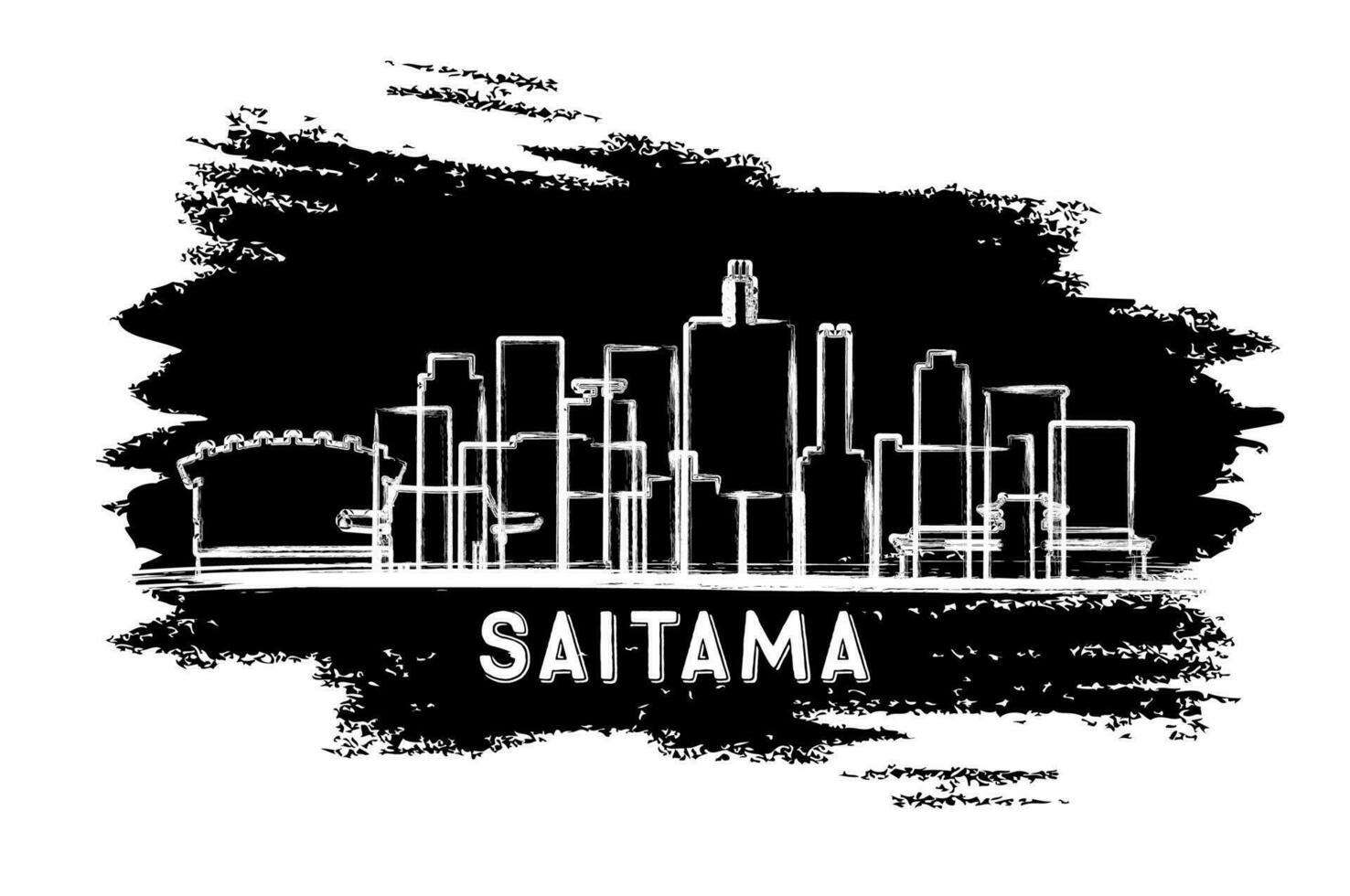 Saitama Japan Stadt Horizont Silhouette. Hand gezeichnet skizzieren. Geschäft Reise und Tourismus Konzept mit modern die Architektur. vektor