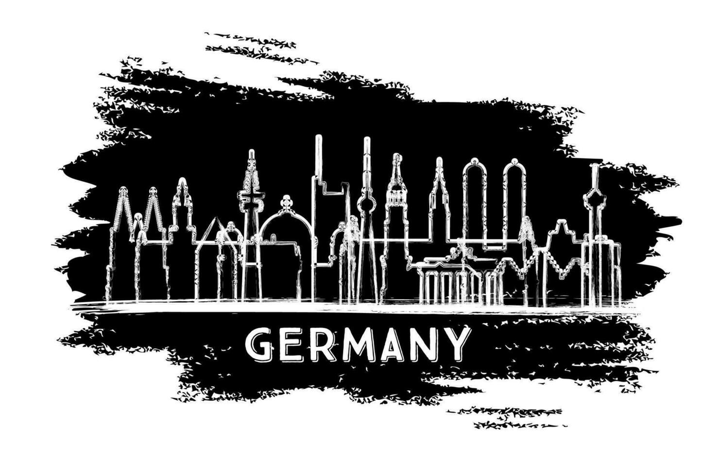 Deutschland Stadt Horizont Silhouette. Hand gezeichnet skizzieren. Geschäft Reise und Tourismus Konzept mit modern die Architektur. vektor