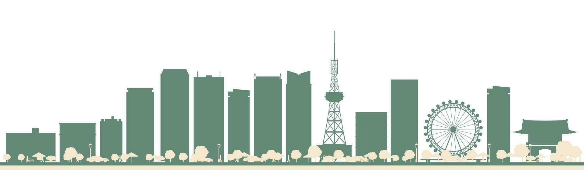 abstrakt nagoya japan stad horisont med Färg byggnader. vektor