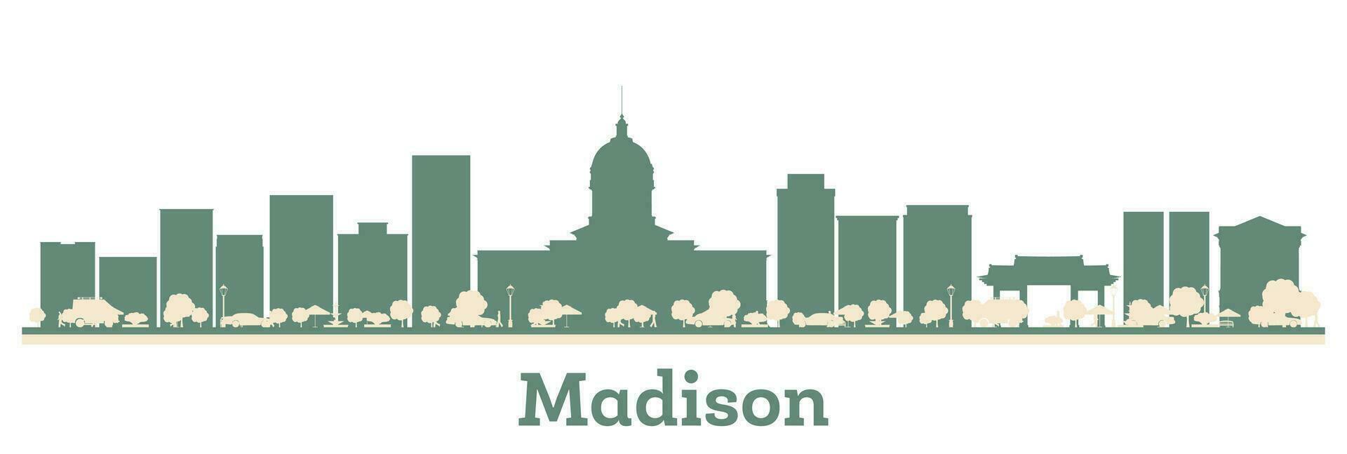 abstrakt Madison USA Stadt Horizont mit Farbe Gebäude. vektor