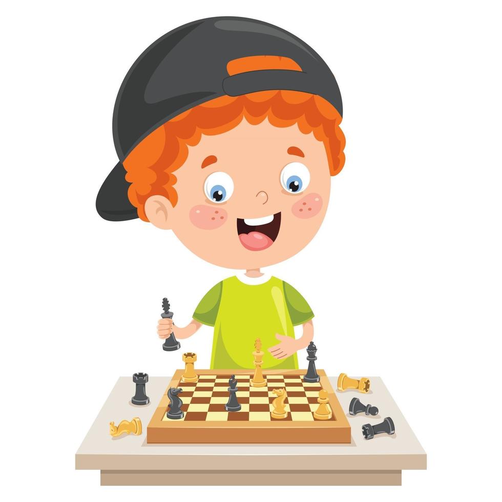 tecknad karaktär som spelar schackspel vektor