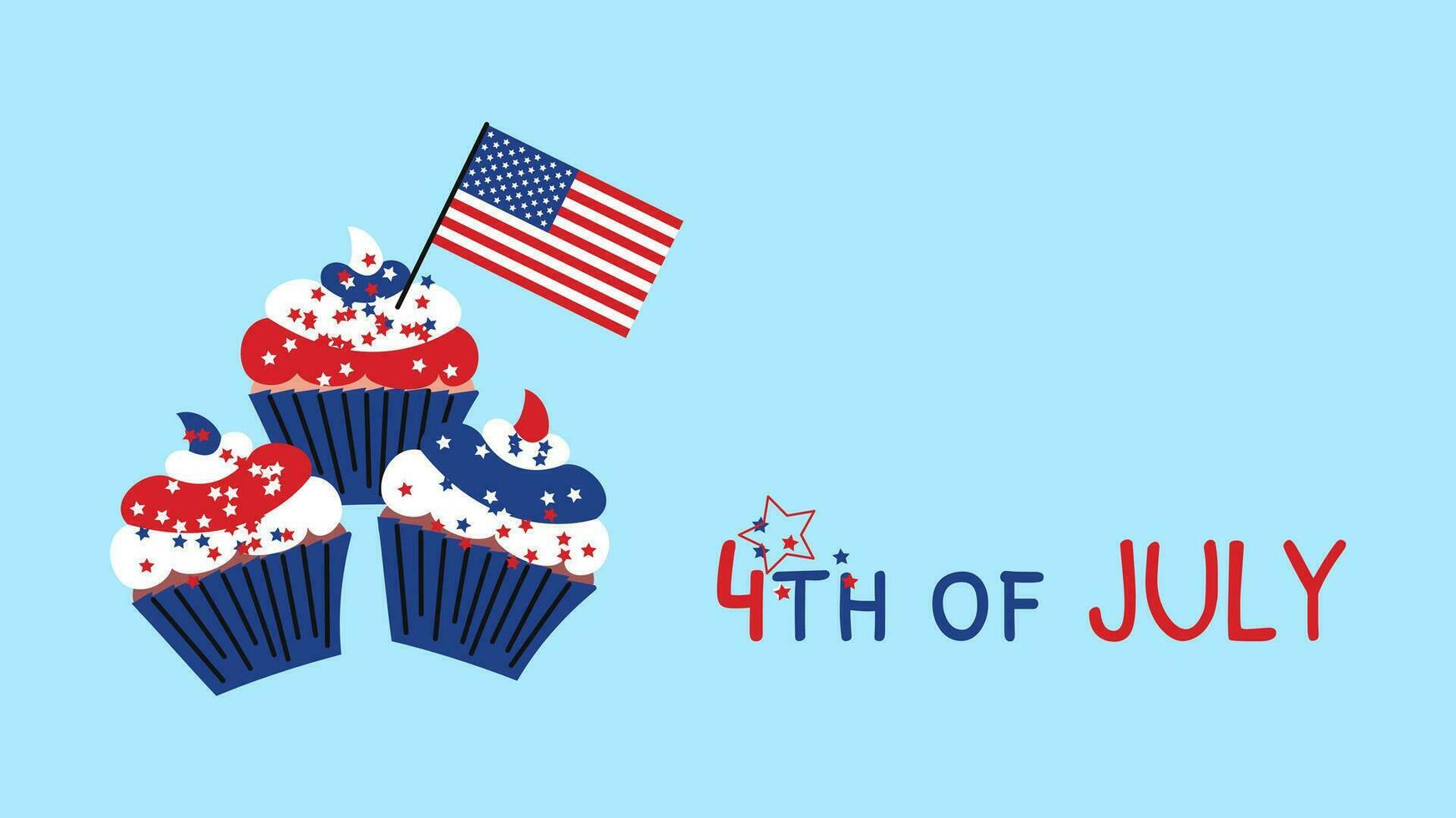 4 .. Juli Hintergrund amerikanisch Flagge Cupcakes Vektor Illustration