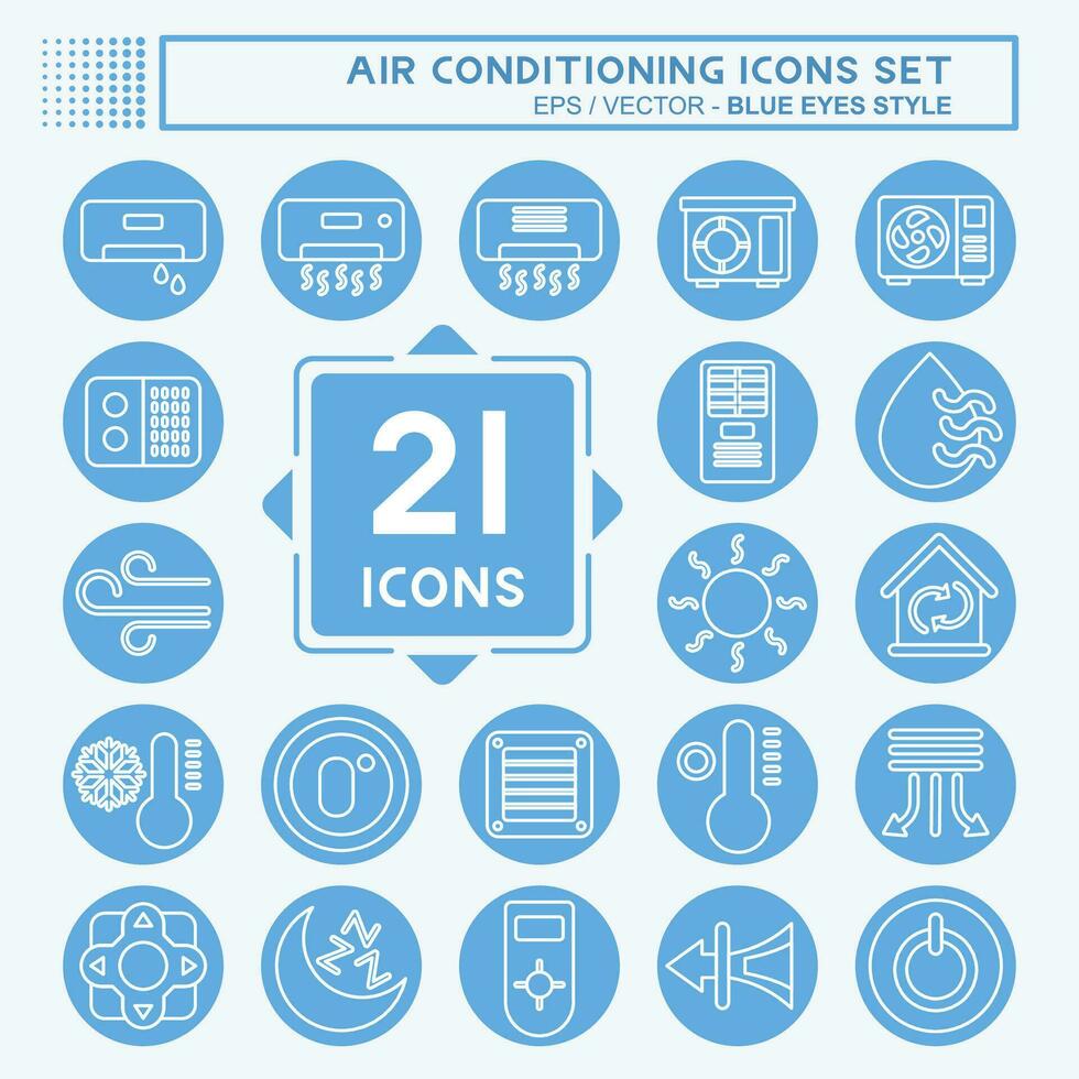 Symbol einstellen Luft Konditionierung. verbunden zu elektronisch Symbol. Blau Augen Stil. einfach Design editierbar. einfach Illustration vektor