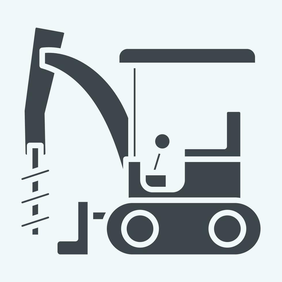 ikon grävmaskin borr kör. relaterad till konstruktion fordon symbol. glyf stil. enkel design redigerbar. enkel illustration vektor