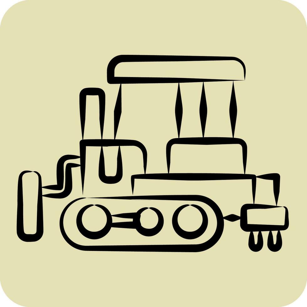 Symbol Bulldozer. verbunden zu Konstruktion Fahrzeuge Symbol. Hand gezeichnet Stil. einfach Design editierbar. einfach Illustration vektor