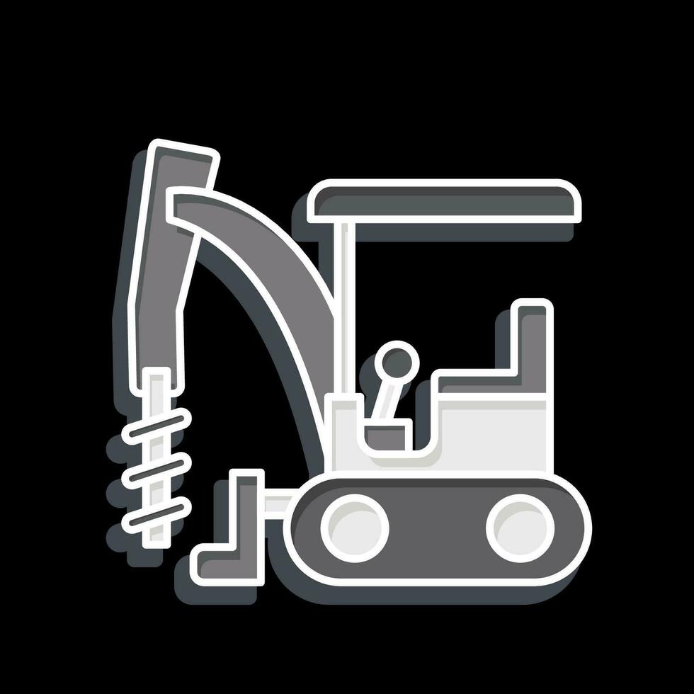 ikon grävmaskin borr kör. relaterad till konstruktion fordon symbol. glansig stil. enkel design redigerbar. enkel illustration vektor