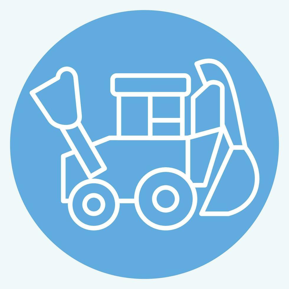 Symbol Bagger. verbunden zu Konstruktion Fahrzeuge Symbol. Blau Augen Stil. einfach Design editierbar. einfach Illustration vektor