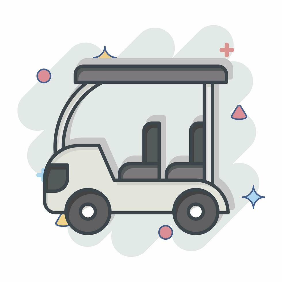 ikon golf vagn. relaterad till golf symbol. komisk stil. enkel design redigerbar. enkel illustration vektor