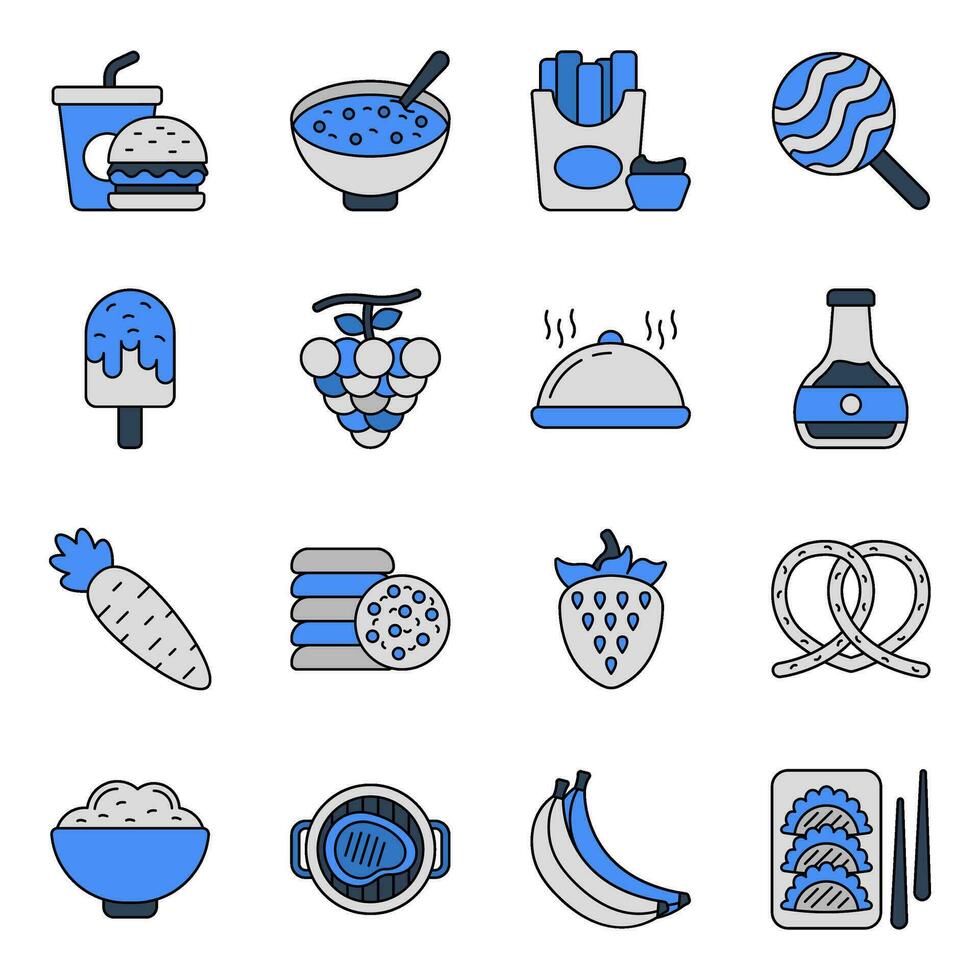 Packung mit flachen Symbolen für Lebensmittel vektor