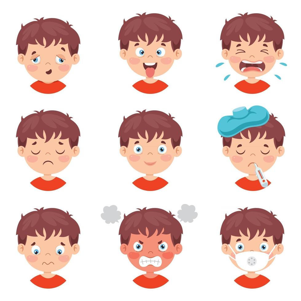 uppsättning av olika uttryck för barn vektor
