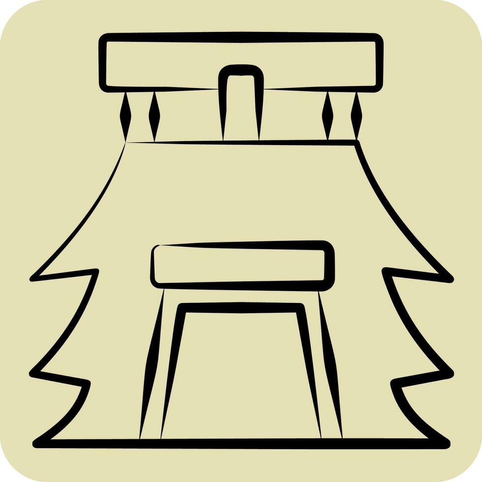 ikon hus. relaterad till förhistorisk symbol. hand dragen stil. enkel design redigerbar. enkel illustration vektor
