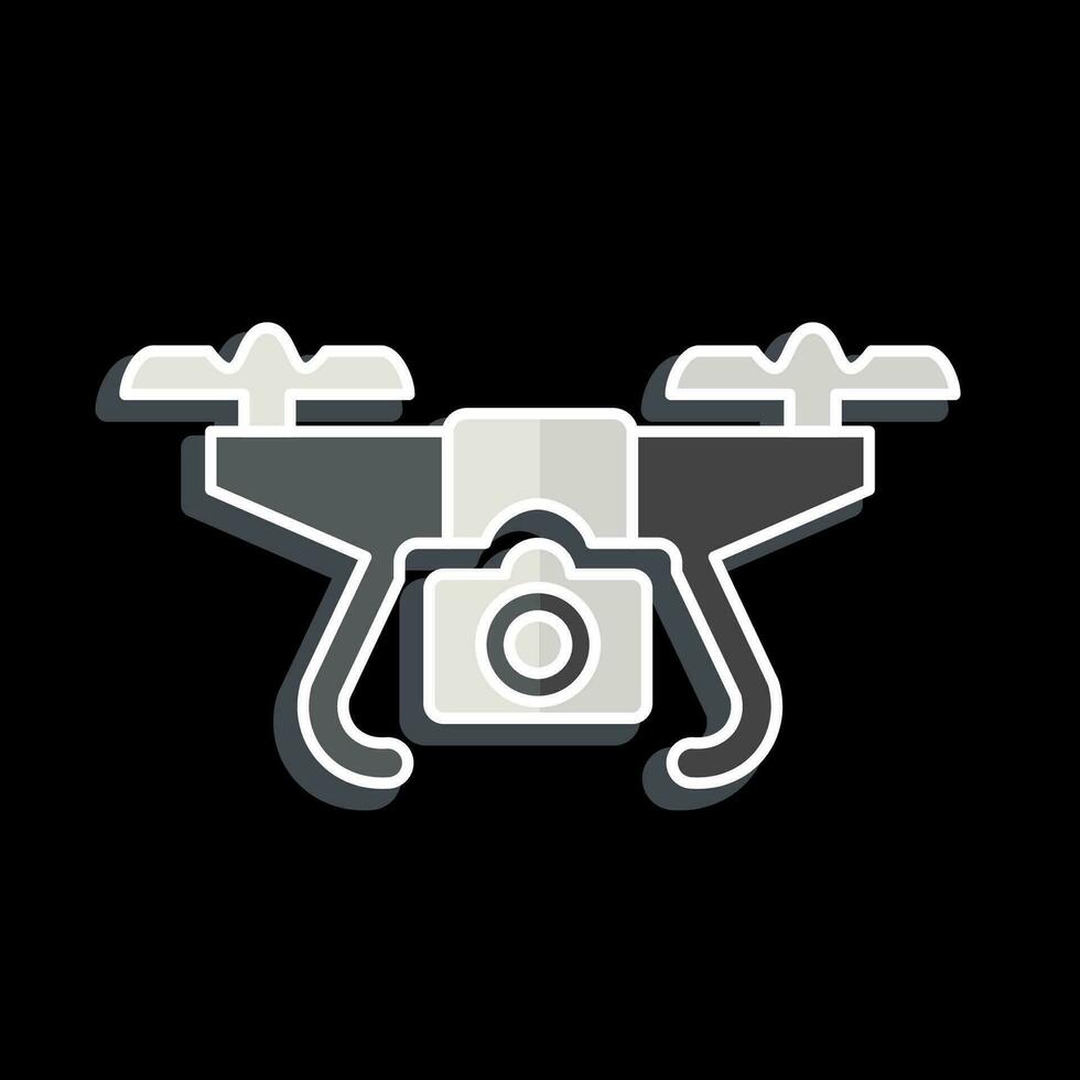 Symbol Drohne mit Kamera. verbunden zu Drohne Symbol. glänzend Stil. einfach Design editierbar. einfach Illustration vektor