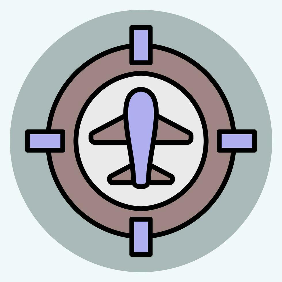 Symbol Ziel Standort. verbunden zu Militär- Symbol. Farbe Kamerad Stil. einfach Design editierbar. einfach Illustration vektor