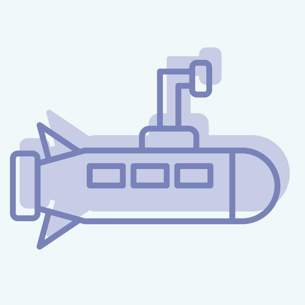 ikon u-båt. relaterad till militär symbol. två tona stil. enkel design redigerbar. enkel illustration vektor