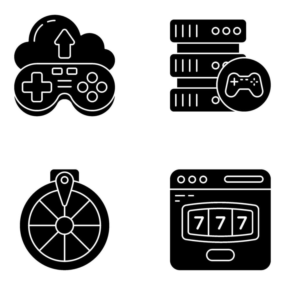 Pack von Video Spiele und Unterhaltung solide Symbole vektor