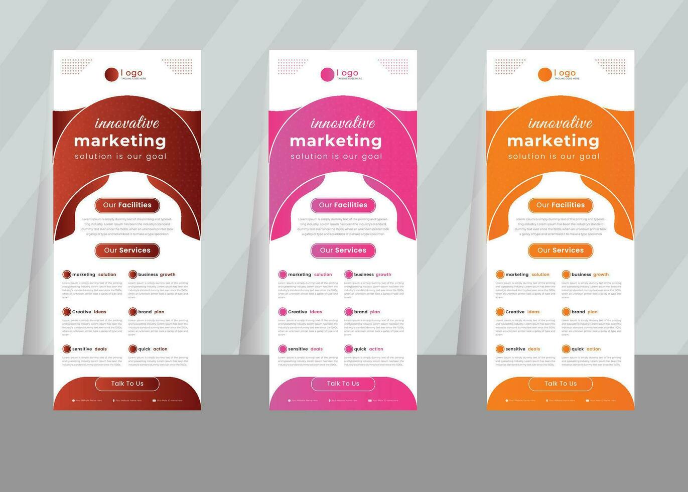 modern korporativ Geschäft aufrollen Banner Design Vorlage mit mehrere Farbe orange, Rosa, Gelb Profi Vektor