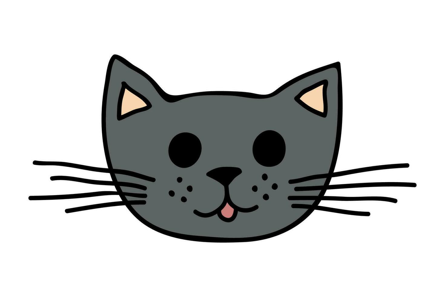 hand dragen katt munkorg ClipArt. söt sällskapsdjur ansikte klotter vektor