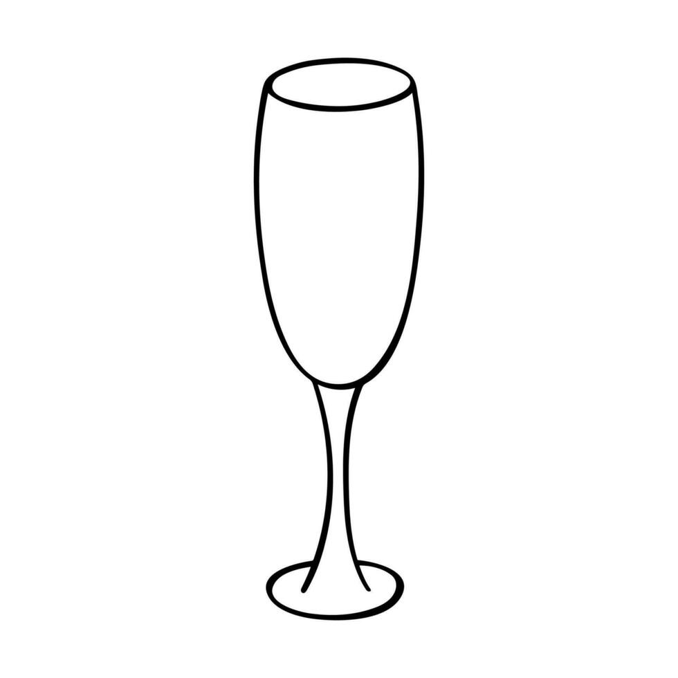 hand dragen champagne glas illustration. vin dryck ClipArt i klotter stil. enda element för design vektor