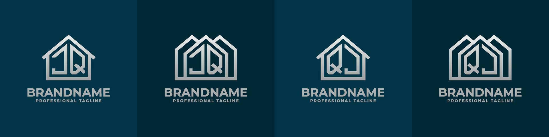 Brief jq und qj Zuhause Logo Satz. geeignet zum irgendein Geschäft verbunden zu Haus, echt Anwesen, Konstruktion, Innere mit jq oder qj Initialen. vektor