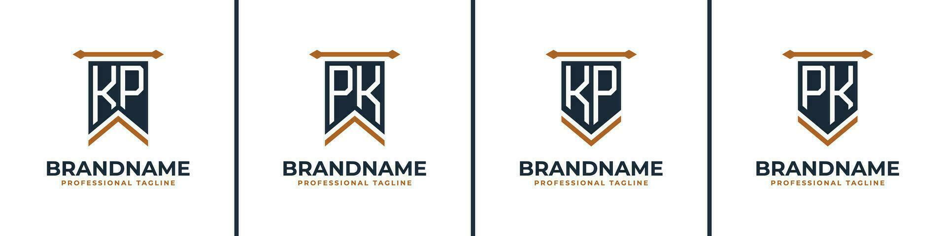 brev kp och pk vimpel flagga logotyp uppsättning, representera seger. lämplig för några företag med kp eller pk initialer. vektor
