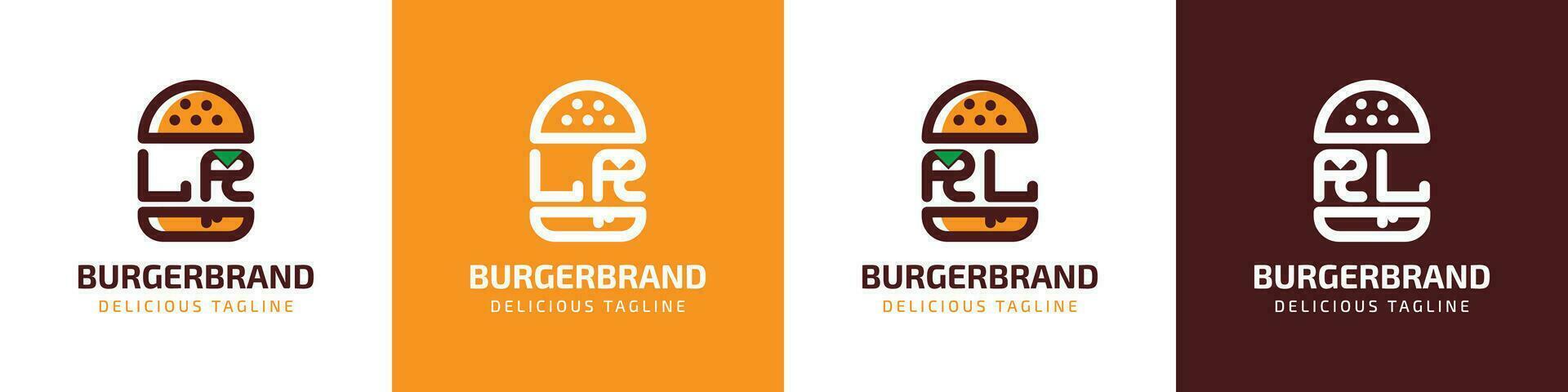 Brief lr und rl Burger Logo, geeignet zum irgendein Geschäft verbunden zu Burger mit lr oder rl Initialen. vektor