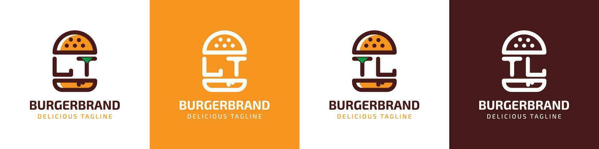 brev lt och tl burger logotyp, lämplig för några företag relaterad till burger med lt eller tl initialer. vektor