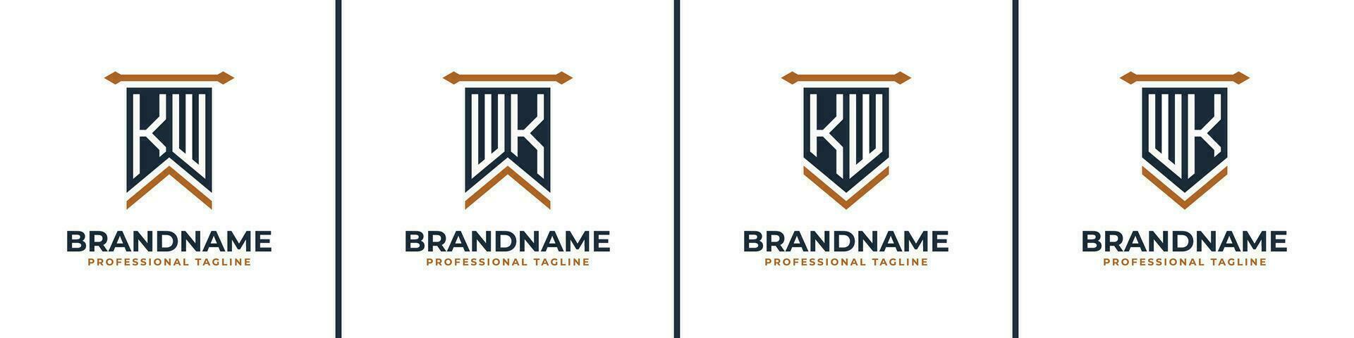 brev kw och wk vimpel flagga logotyp uppsättning, representera seger. lämplig för några företag med kw eller wk initialer. vektor