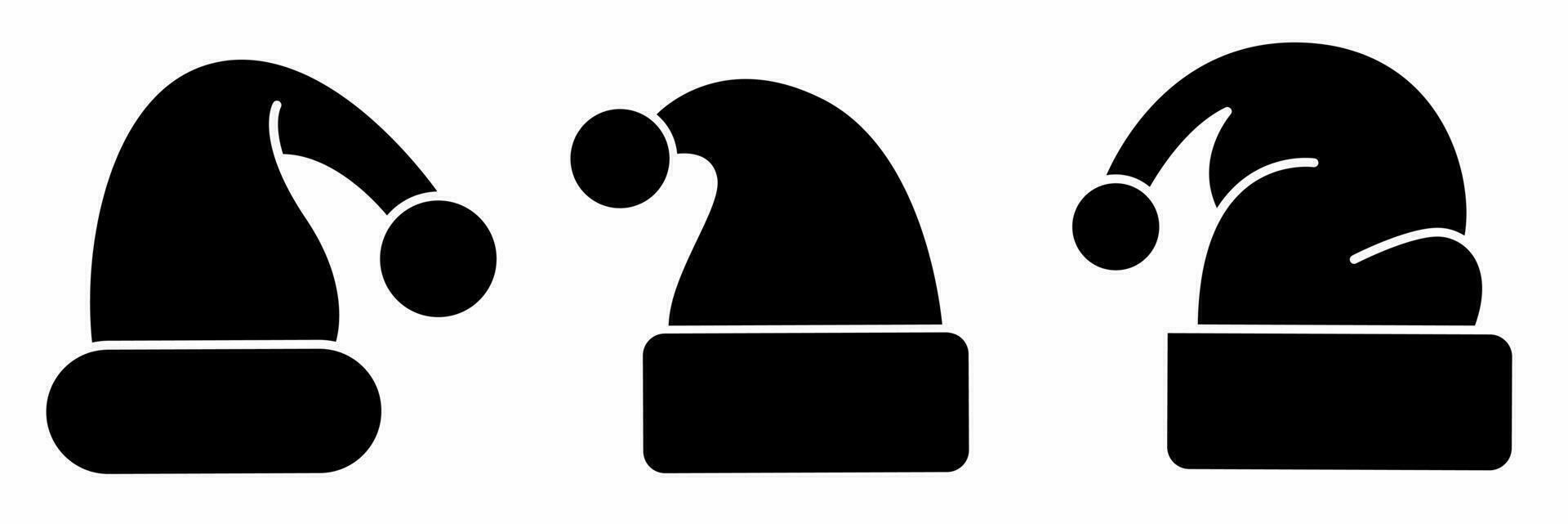 Weihnachten Hut Symbol schwarz Weiß Illustration Sammlung. vektor