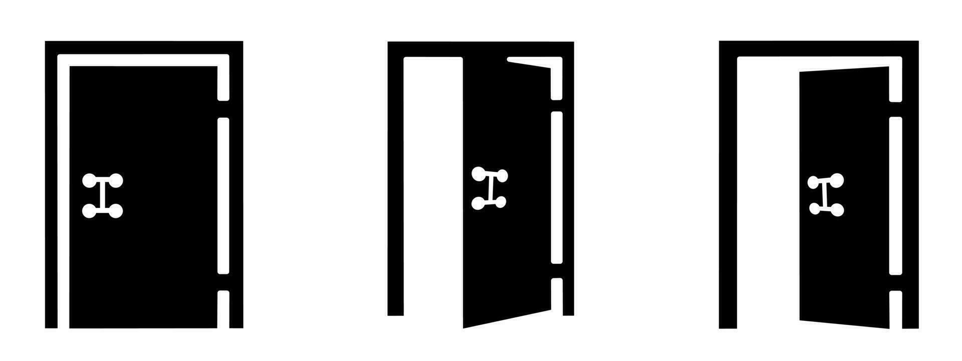 dörr ikon uppsättning. dörr svart och vit illustration. stock vektor. vektor